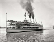 Circa 1901. Sidewheeler Tashmoo. Our fourth look at the popular excursion steamer, which plied the Detroit River between Detroit and Port Huron.